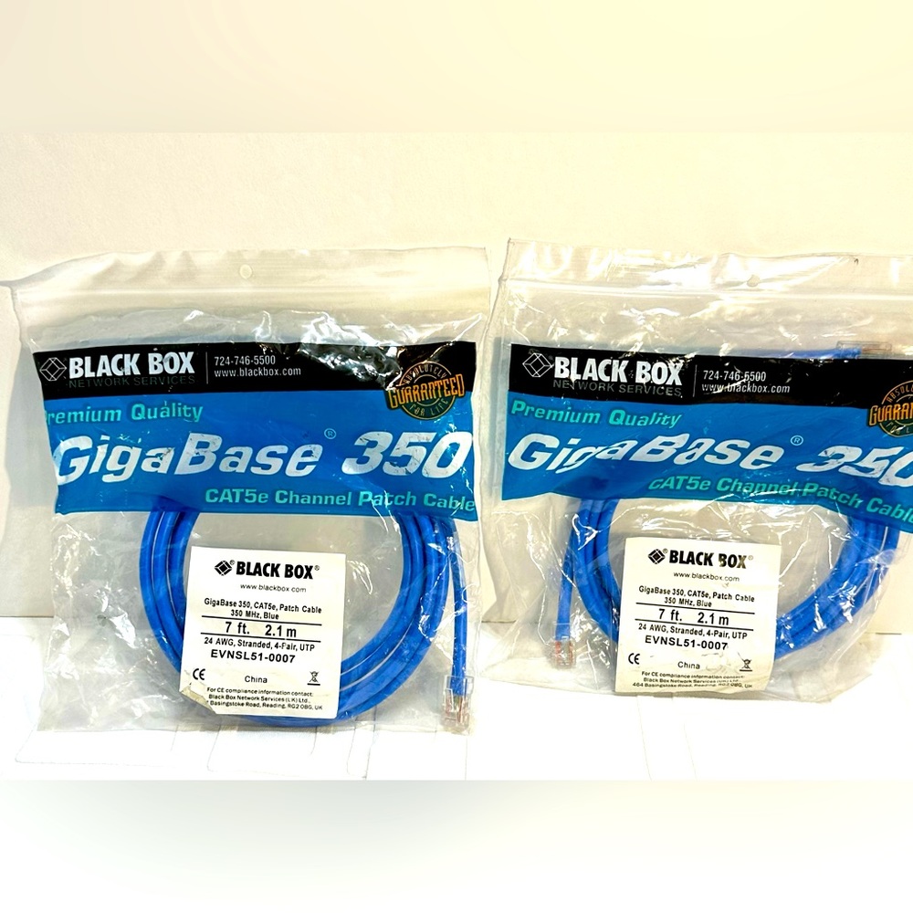Black Box Giga Base 350, CAT 5e, Patch Cable 7ft Blue (2)